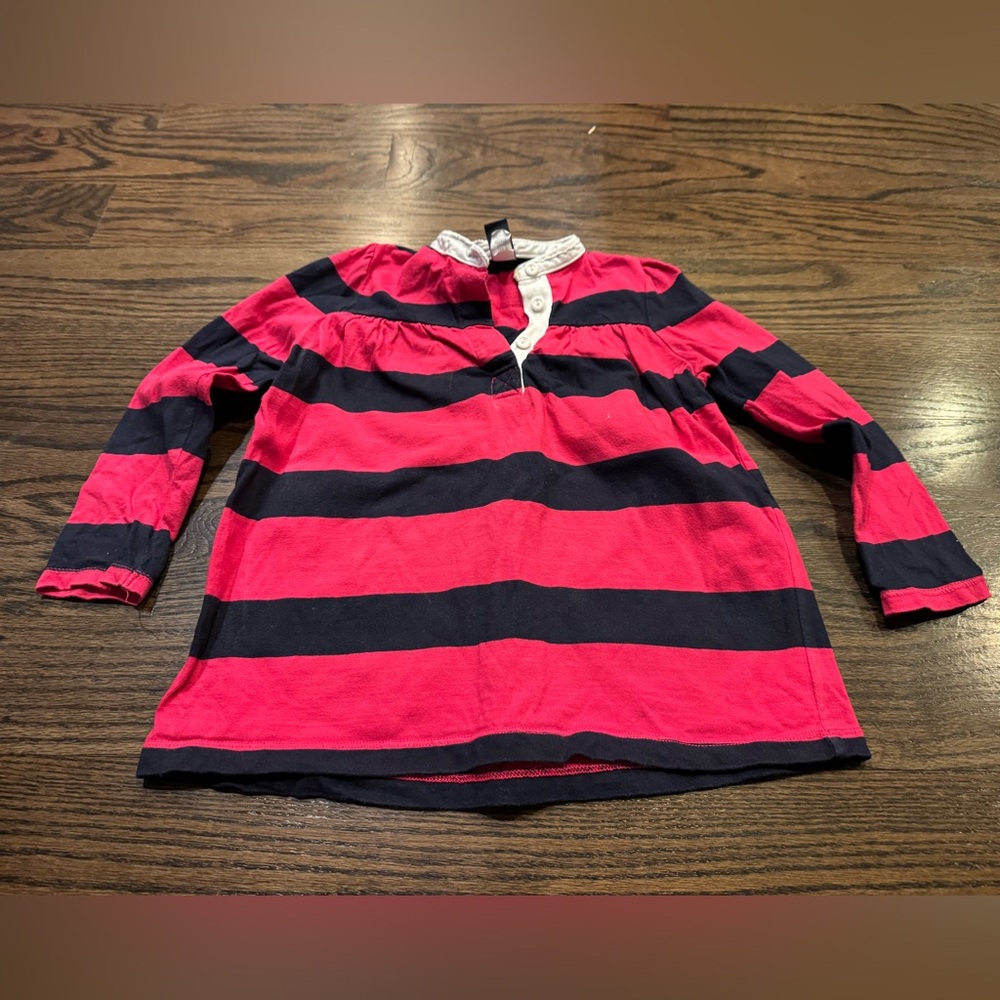 GAP Kids pink and Navy Striped Polo Shirt